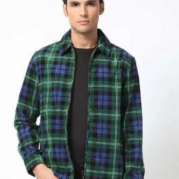 Rare Rabbit Blue Relaxed Fit Checks Shaket-image-41