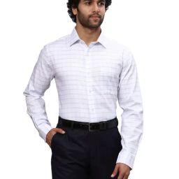Raymond White Slim Fit Checks Shirts-image-78