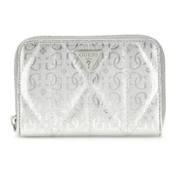 Guess Silver Aldina Logo Zip Around Wallet-picture-25