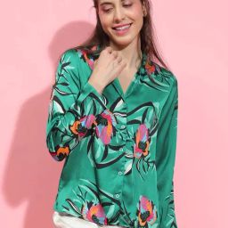 Oxolloxo Green Satin Printed Shirt-picture-14