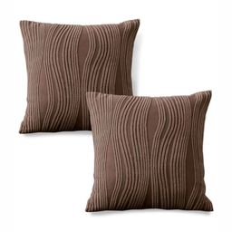 HOKIPO Brown Knitting Jacquard 2 Pieces Square Cushion Covers-picture-4
