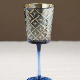 Pure Home and Living Blue Glass Geometric Pattern Stem Candle Holder-image-9