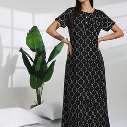 Bannos Swagger Women Ethnic Motifs Printed Pure Cotton Maxi Nightdress-image-26