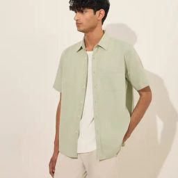 WES Casuals by Westside Sage Solid Relaxed-Fit Blended Linen Shirt-image-97