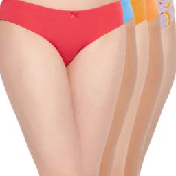 Clovia Purple & Yellow Cotton Printed Bikini Panties - Pack Of 5-image-18