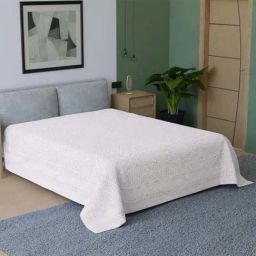 Peepul Tree White Cotton 300 TC Double Bed Cover-picture-14