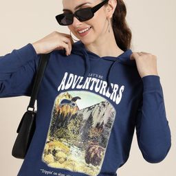 HERE&NOW Pure Cotton Graphic Printed Hooded Sweatshirt-picture-35
