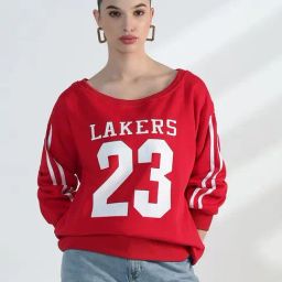 Showoff Red Cotton Relaxed Fit Printed Top-20