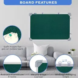 EDUWAY 61x91 cm Green Notice Board with 20 Push-Up Pins Combo ‎Rectangular image 4