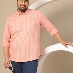 Sztori Men Plus Size Premium Striped Pure Cotton Casual Shirt-8