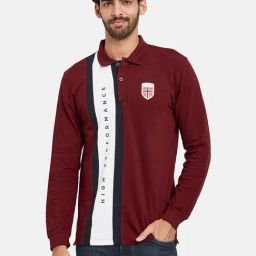 METTLE Maroon Regular Fit Polo T-Shirt-image-7