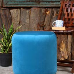 Shadowkart Blue And Gold Toned Wooden Cylindrical Pouffes Ottomans-image-94