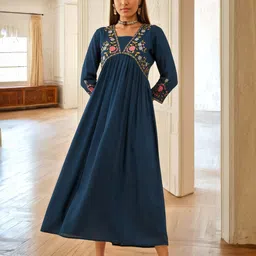 Soch Floral Embroidered V-Neck Maxi Dress-image-86