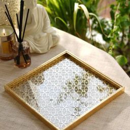 Pure Home and Living Gold MDF Textured Platters-48