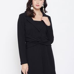 Zastraa Women Black Solid Fit and Flare Dress-image-62