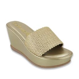 Catwalk Women's Gold Casual Wedges-image-25