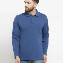 Kalt Men Full Sleeves Cotton Blend Polo Neck T-shirt-image-27