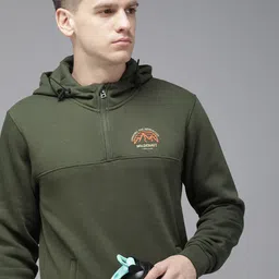 Wildcraft Solid Half Zipper Hooded Sweatshirt-image-51