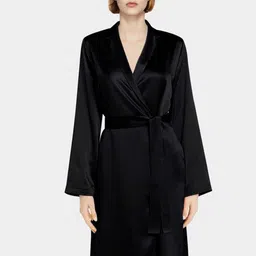 Bella Babe by SK Satin Long Sleeved Short Robe With Belt-picture-38