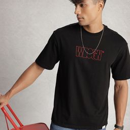 WROGN Oversized Fit Brand Logo Printed Pure Cotton T-shirt-image-98