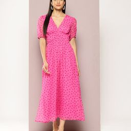 aaliya Abstract Print Puff Sleeve Fit & Flare Maxi Dress-image-75