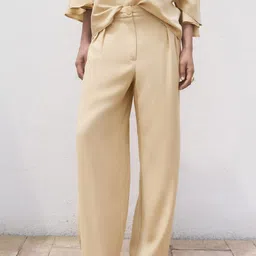 MANGO Women Straight Fit Pleated Trousers-picture-33