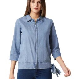 Miss Chase Blue Relaxed Fit Jacket-image-24