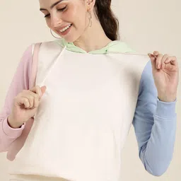 HERE&NOW Colourblocked Full Sleeves Hooded Sweatshirt-picture-44