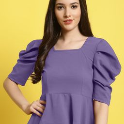Fabflee Square Neck Puff Sleeve Peplum Top-picture-40