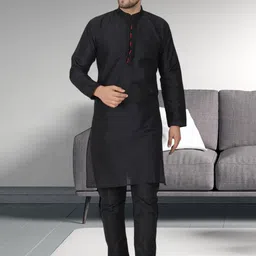 SKAVIJ Woven Design Mandarin Collar Straight Kurta With Pyjamas-image-25