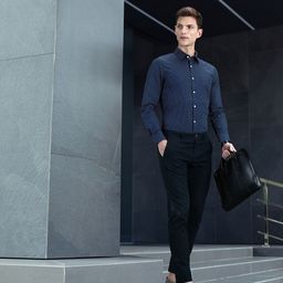 INVICTUS Navy Micro Printed Slim Fit Formal Shirt-image-0