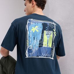 HRX by Hrithik Roshan Graphic & Typography Printed Drop-Sleeves Relaxed Fit T-shirt-image-49