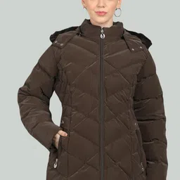 ELLIPSE Women Hooded Padded Longline Jacket-image-16