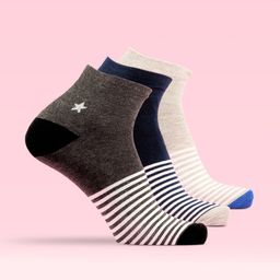 LUX MOZZE Men Pack Of 3 Patterned Ankle Length Socks-27