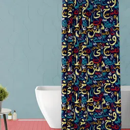 ArtzFolio Blue & Yellow Abstract Printed Waterproof Polyester Shower Curtain-8