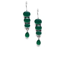 Bamboo Tree Jewels Green Geometric Drop Earrings-25