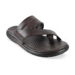 Metro Men Brown Solid Leather Comfort Sandals-picture-13