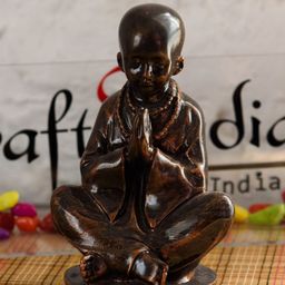 eCraftIndia Brown Meditating Monk Showpiece-image-11
