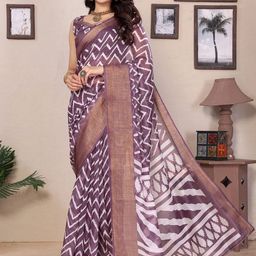 Lookmark Geometric Printed Saree with Blouse Piece-picture-49