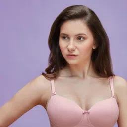 Nykd Breathe Cotton Padded Wireless T-shirt Bra 3/4th Coverage - Pink Pink (NYB198)-image-94