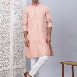 Anouk Men Embroidered Regular Chikankari Kurta with Pyjamas-picture-31