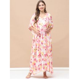 Secret Wish Floral Print White Rayon Maternity Kaftan-picture-6