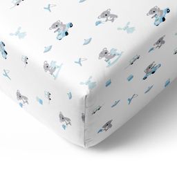 The White Cradle Pure Organic Cotton Fitted Cot Sheet Koala Print - Blue-image-68