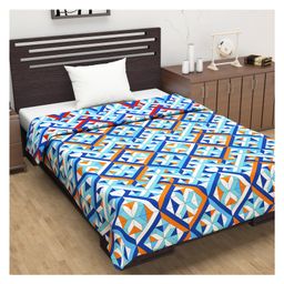 Divine Casa Microfiber Polyester Reversible 120 GSM Single Bed AC Dohar Geometric Print - Blue Orange-19