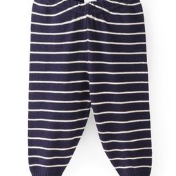 Babyhug Fleece and Woollen Full Length Pant Striped - Navy Blue-image-2