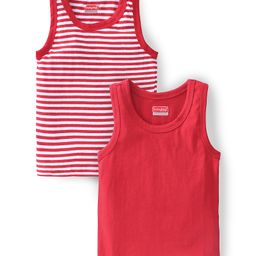 Babyhug 100% Cotton Knit Sleeveless Stripes  Sando - Red-11