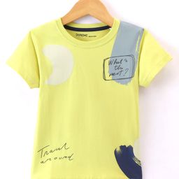 Doreme Single Jersey Half Sleeves T-Shirt Travel Print - Yellow-image-34