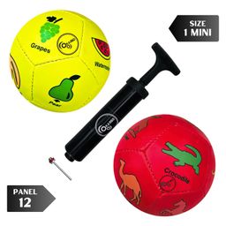 KARBD PVC Football with Pump & Pin - Size 1, 12 Panel, Red Animals & Lemon Fruits Learning-17
