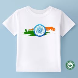 BLUSHES 100% Cotton Half Sleeves Independence Day Theme Printed Tee - White-image-38