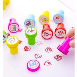Paper Moon Kids 10 pieces Colorful DIY Round Emoji Inking Stamps for Kids School Stationery Arts and Crafts - Multicolor-21